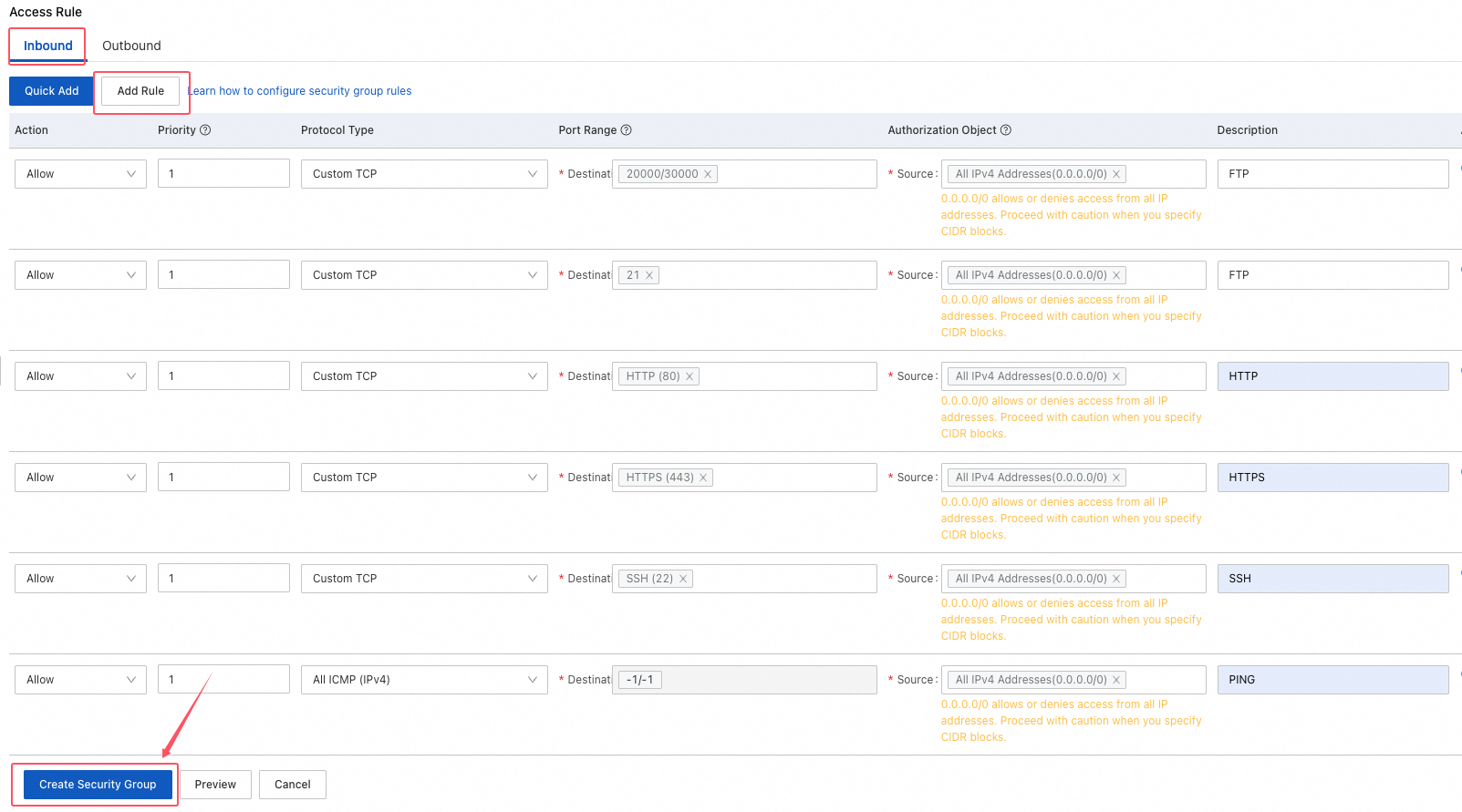 alt alibabacloud-ecs-sg-add