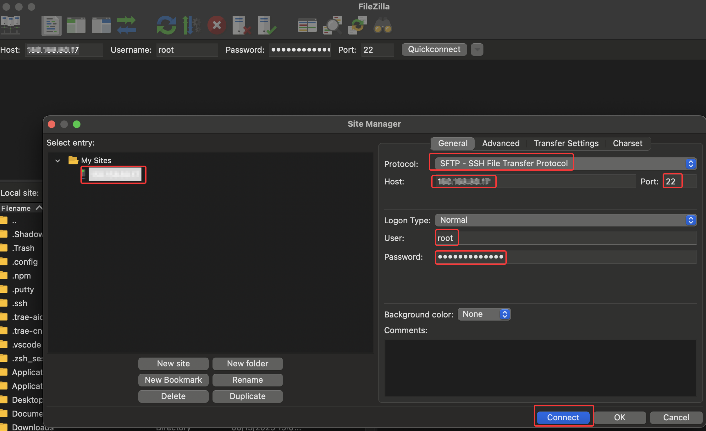 alt filezilla-site-manager